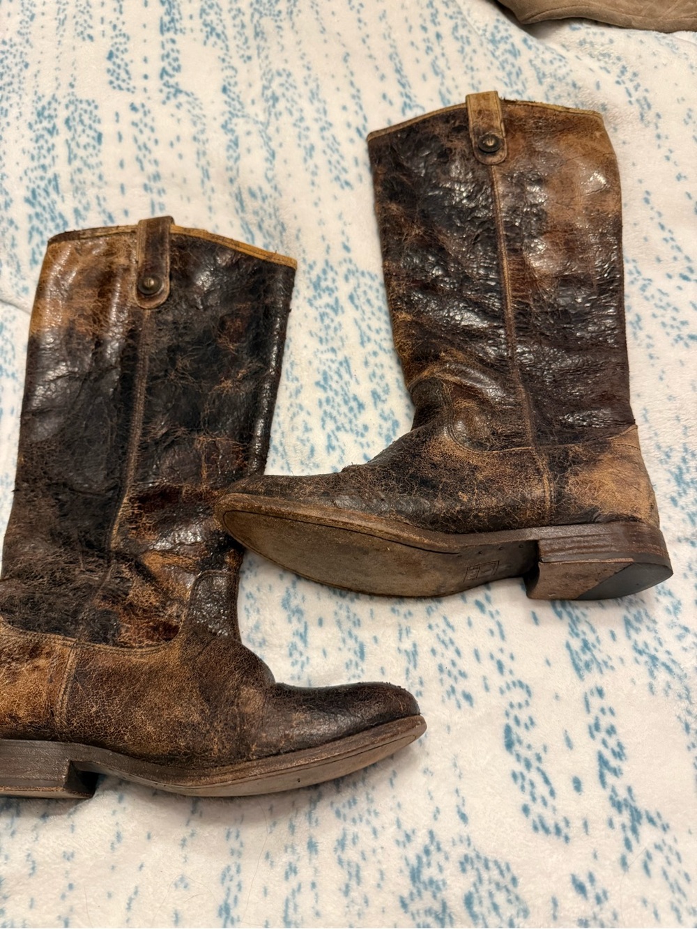 Frye Melissa Distressed Brown Leather Boot